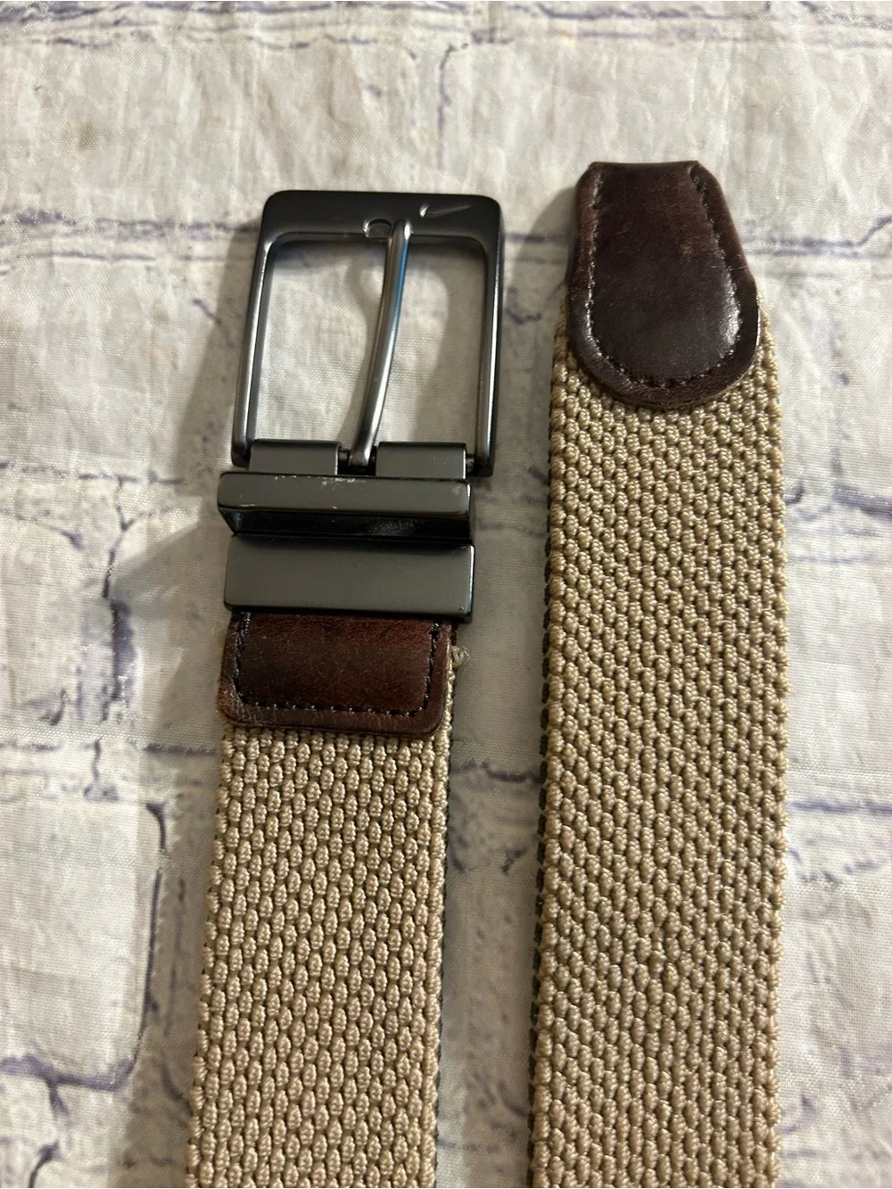 REALTREE VTG REVERSIBLE CAMOUFLAGE AND NIKE TAN GREEN WEBBING REVERSIBLE BELTS